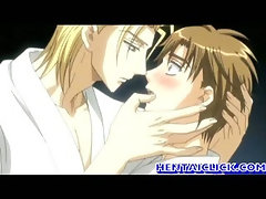 Hentai gay hot kissing and foreplay