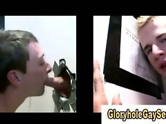 Straight guy tricked into blowjob at the gloryhole cumshot