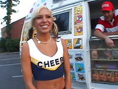 Blonde cheerleader Kacey Jordan pussy fucking