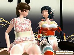 3D animated shemale gets tittyfucked and cumshot