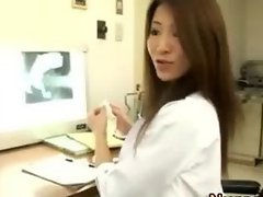 Asian hairy nurse handjob and cumshot