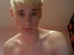 An adorable cute blonde teen twink teasing on cam