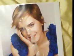 Emma Watson Gets Cum-Blue Dress with Cleavage