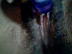 Vibrating Ebony Teen Pink Pussy Close-Up