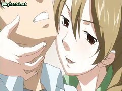 Two anime cuties are sharing a hard cock and blow and bang it