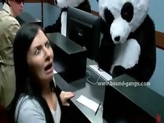 Cute awesome brunette dreaming panda sex