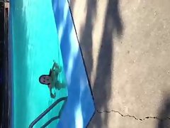girlfriend topless pool