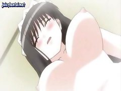 Anime lesbians enjoy a double dildo