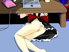 Hentai maid gets tied up with computer cables...
