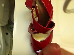 cumming on high heel peep toes