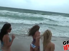 Hot girlfriends takes a sexy walk on the beach together