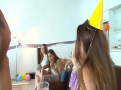Amateur cfnm party sluts give stripper blowjob