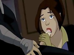Animated X-Men video with a mature brunette bitch blowing dick