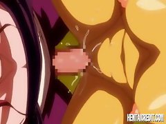 Busty hentai demon girl with a tail is getting her pussy nailed hard