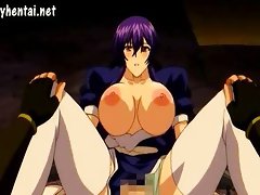 Busty hentai babe gets a lot of hot cum