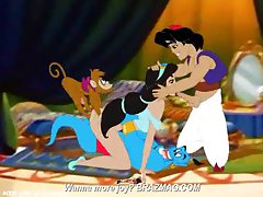 Aladdin Genie and Abu fucking Jasmine
