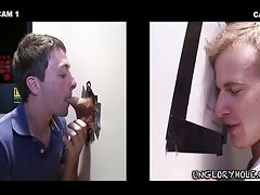 Sexy blonde guy tricked into BJ from guy