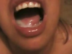 Dirty wife blow job, cum shoot and swallow