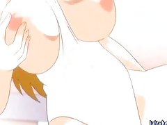 Blonde anime babe rubbing a shemale cock