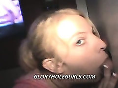 Amateur blonde gloryhole oral as she slowly sucks on a dick with no face