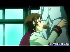 Hentai schoolgirl sucking stiff dick and swallowing cum