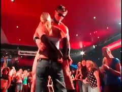 Hot stripper dancing at CFNM orgy