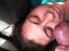 Cum on my friend&,#039,s face in the parking lot