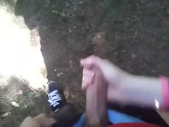 Quick cock sucking at the park by barely legal