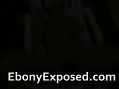 Kinky slutty ebony amateur blindfolded cock sucking