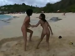 Lesbian fun on the beach