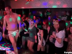 Male strippers entertain sluts at the club