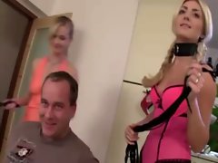 Domina blonds strip off guys clothes so they can fuck